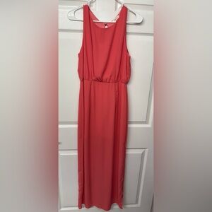 Everly Coral Sundress Gauze Overlay Sleeveless Summer Dress